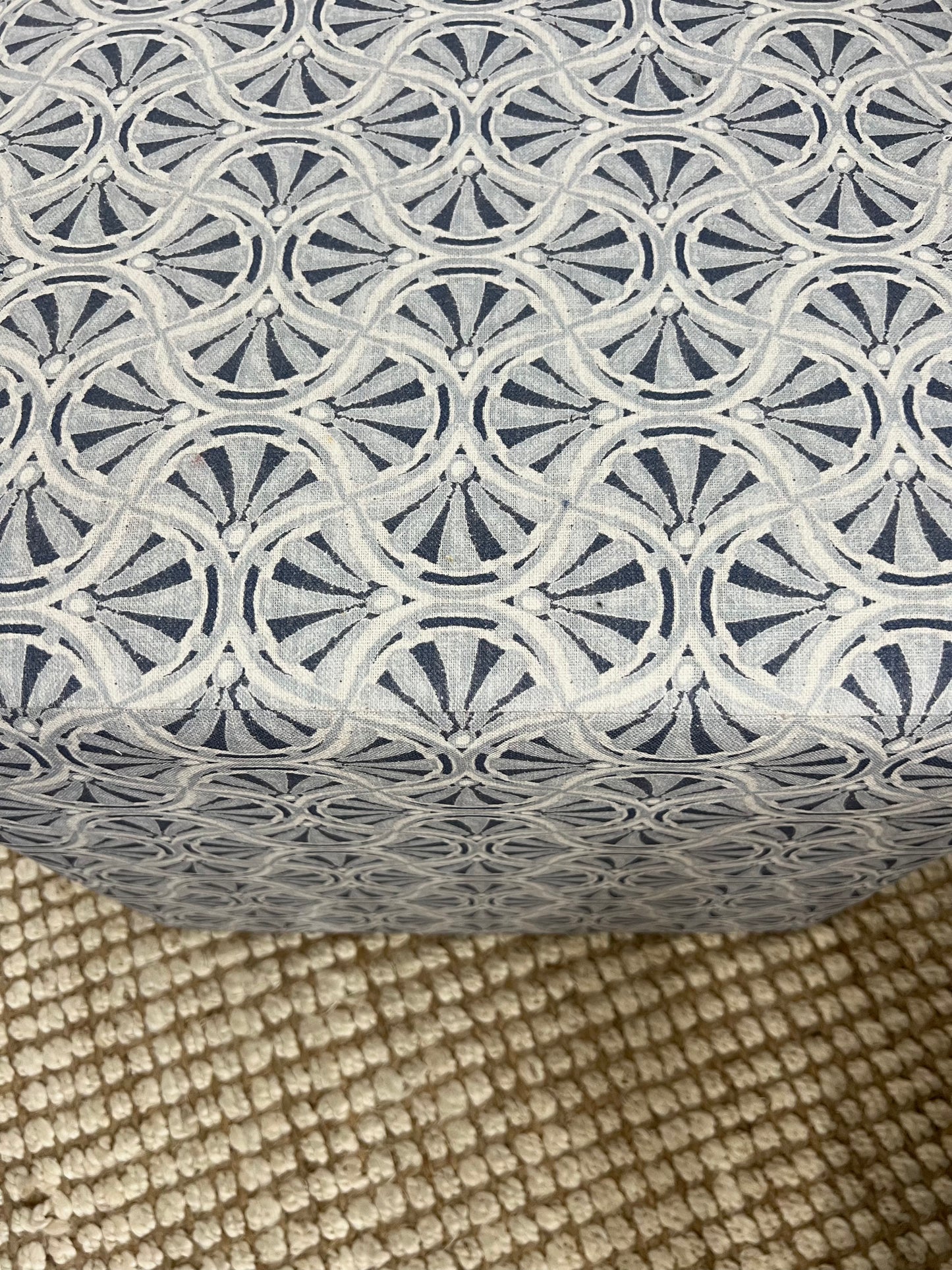 Blue Scallop Ottoman