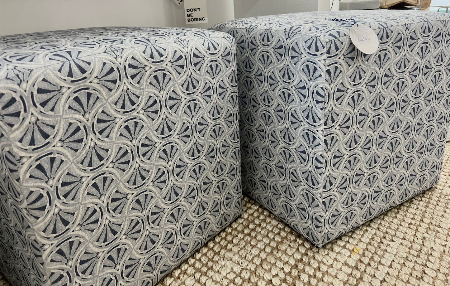 Blue Scallop Ottoman