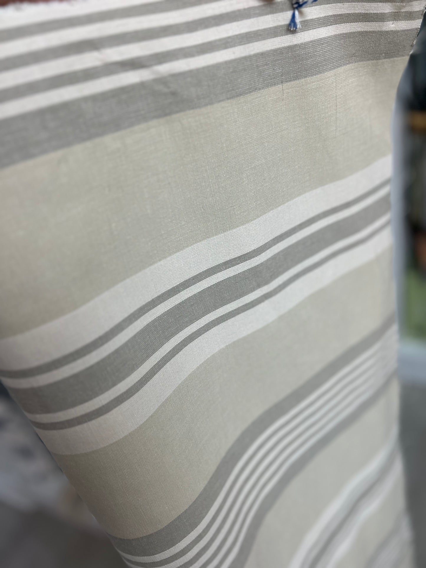 Beige Striped Cotton Printed Fabric