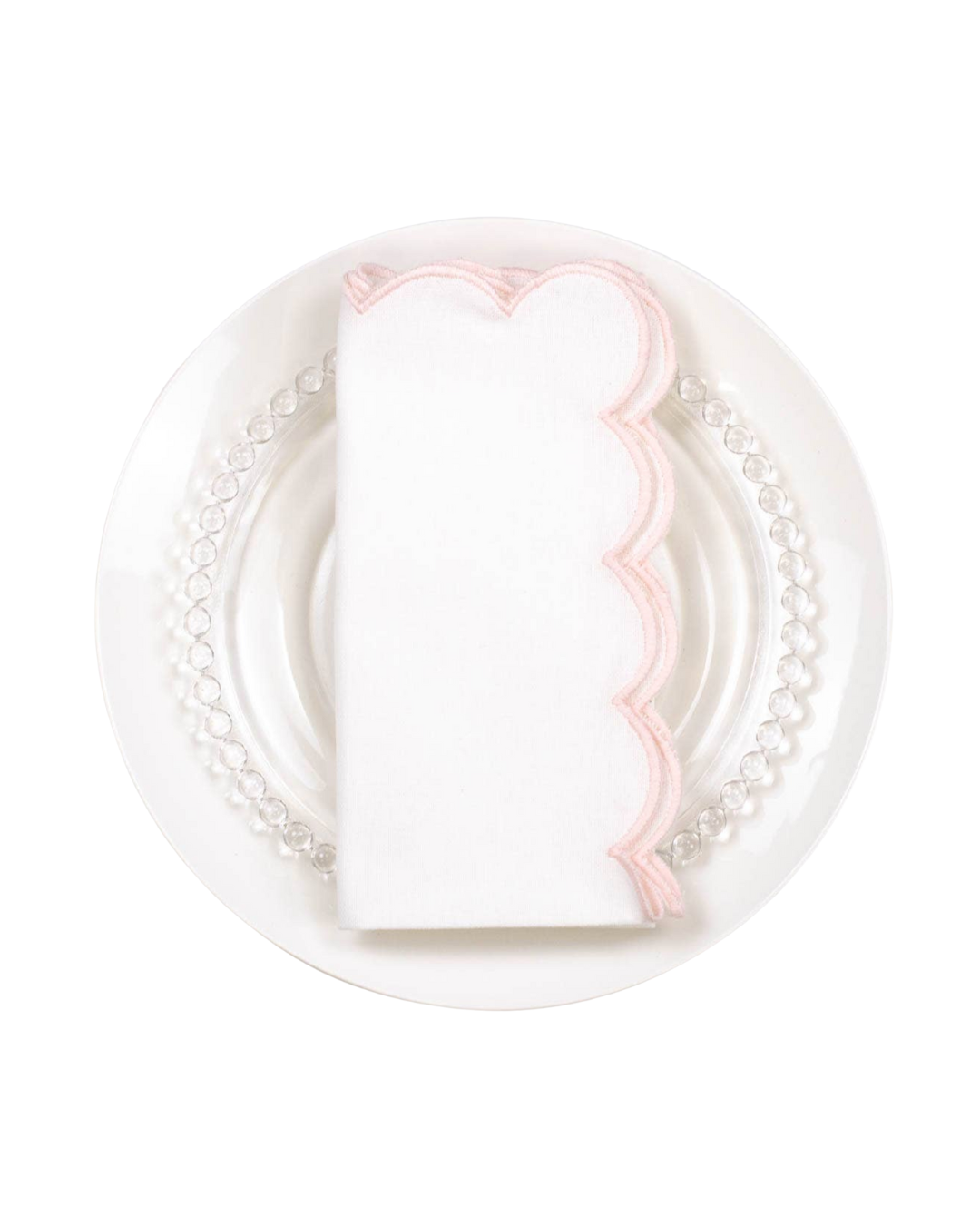 Scallop Napkin White/Pink - 18x18
