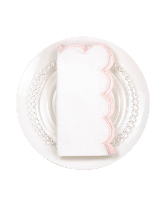 Scallop Napkin White/Pink - 18x18