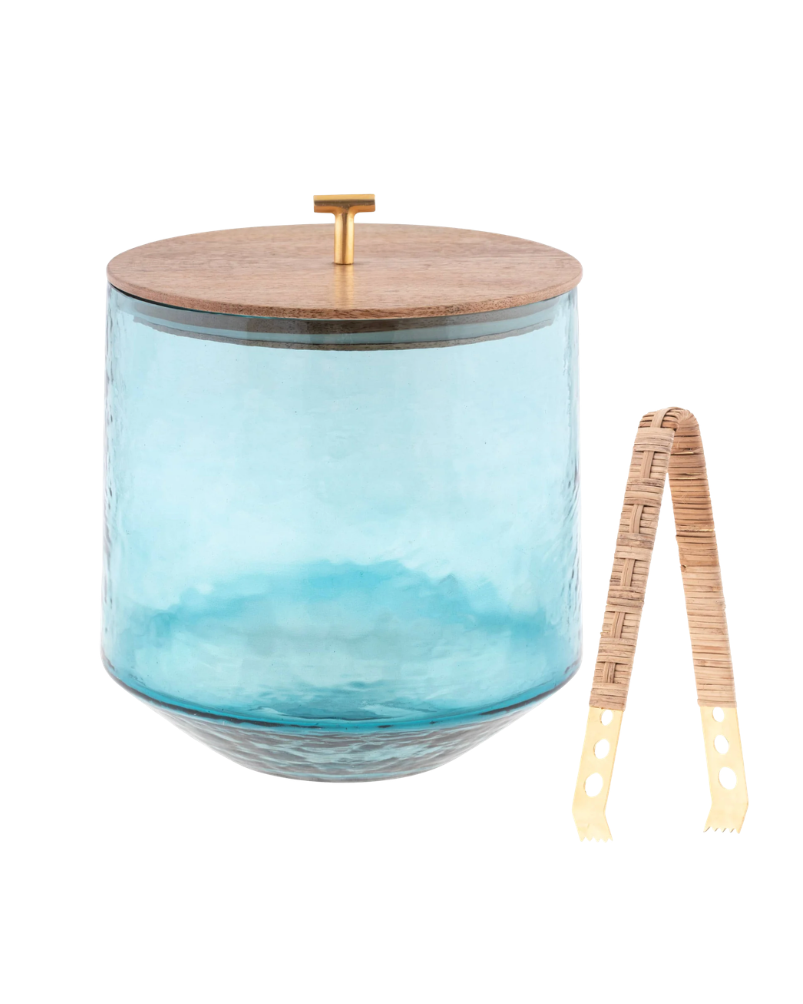 Catalina Ice Bucket with Tongs: Teal