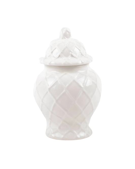White Textured Ginger Jar- Large