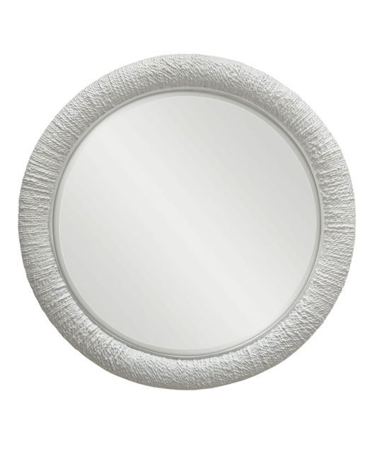 Coastal White Round Mirror