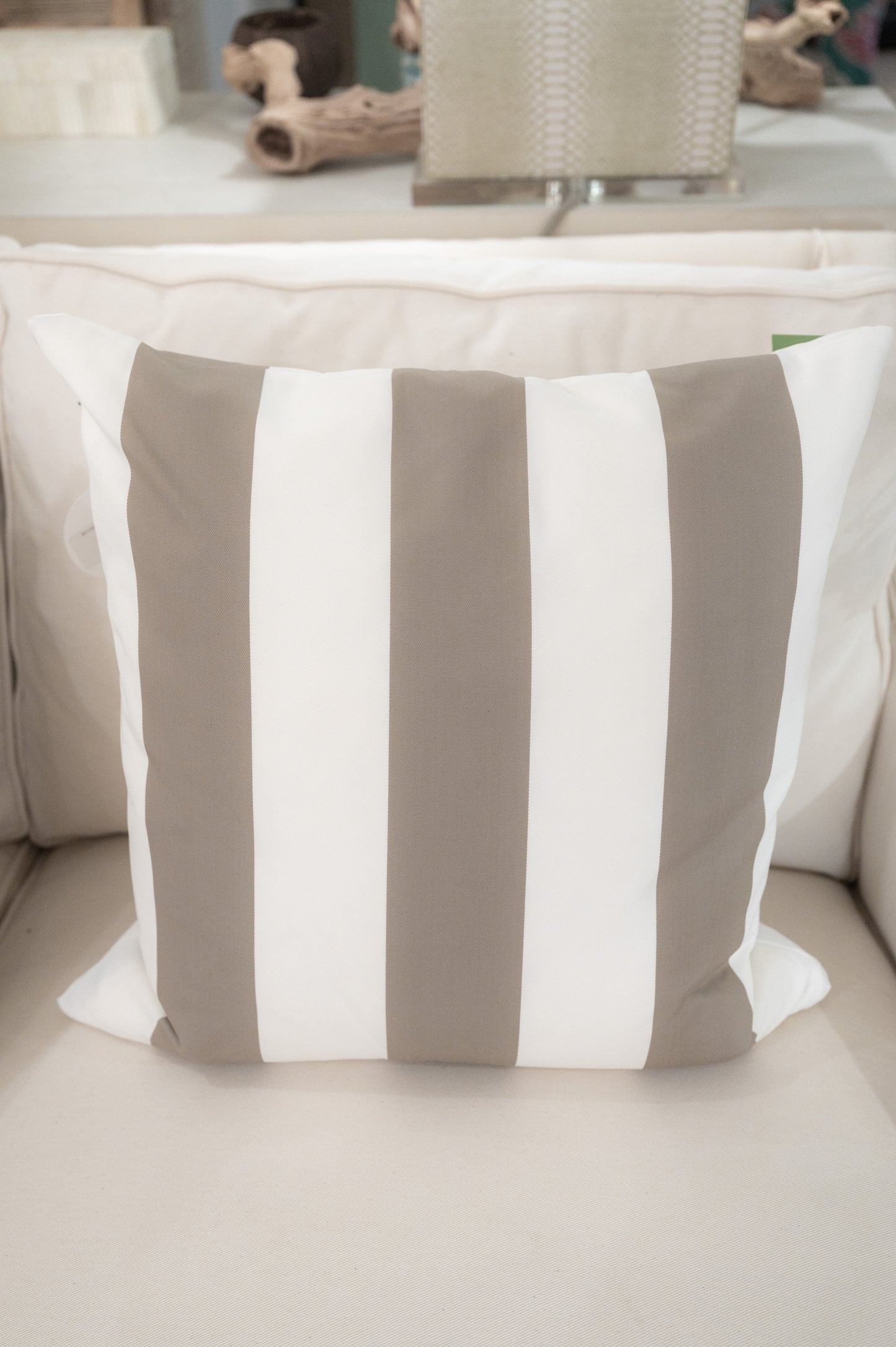 Neutral Cabana Stripe Indoor/Outdoor Pillow