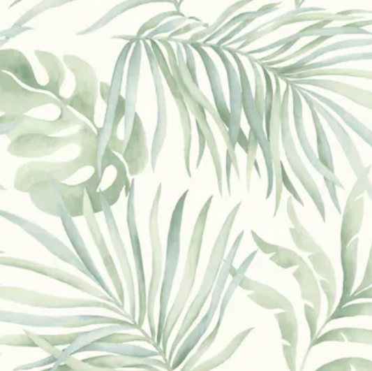 Paradise green & white palm paper