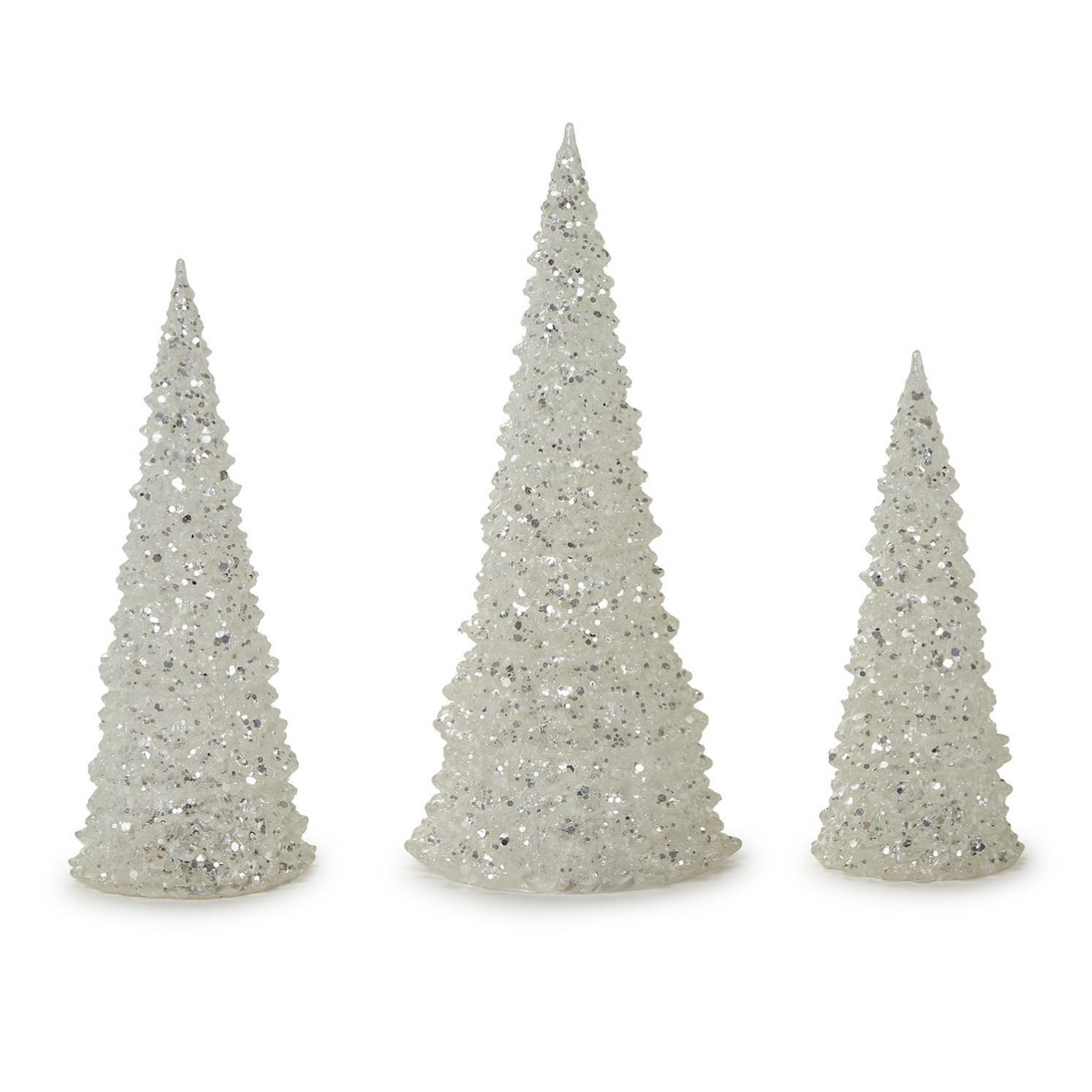 White Glittered LED Light-Up Trees