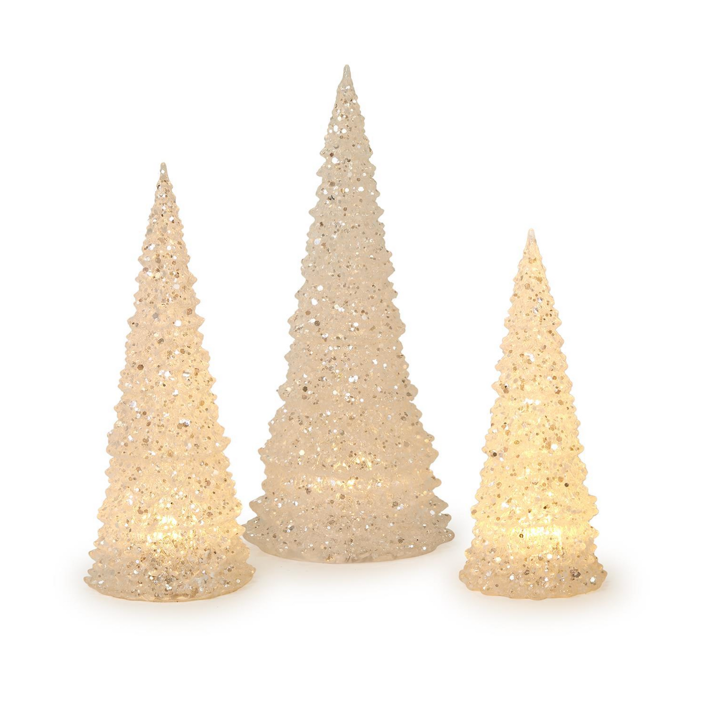 White Glittered LED Light-Up Trees