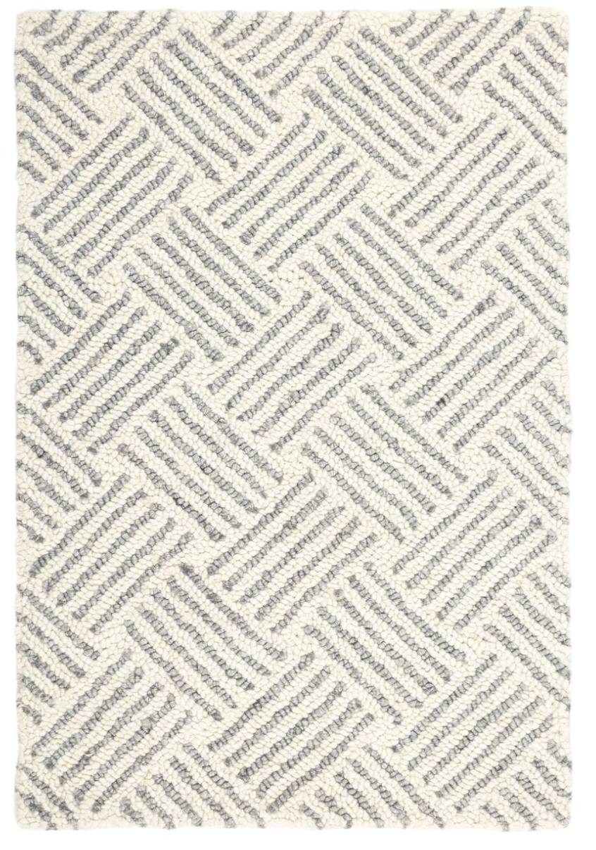 Layers Grey Hand Hooked Wool Rug