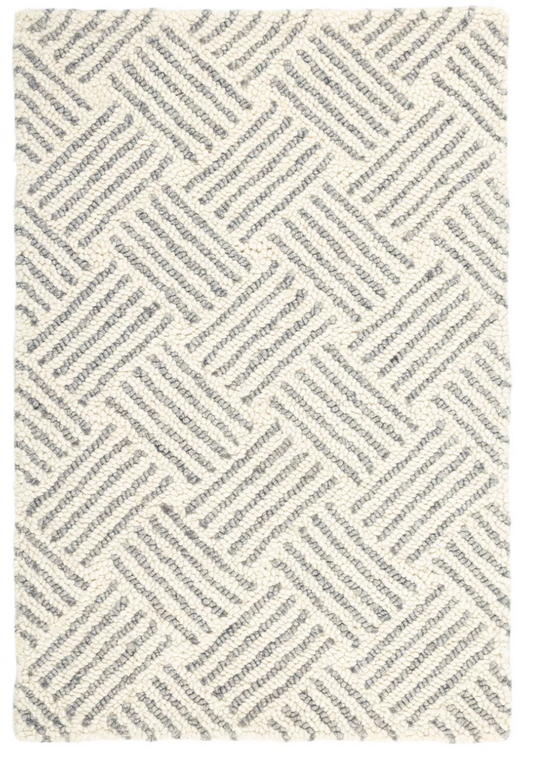 Layers Grey Hand Hooked Wool Rug