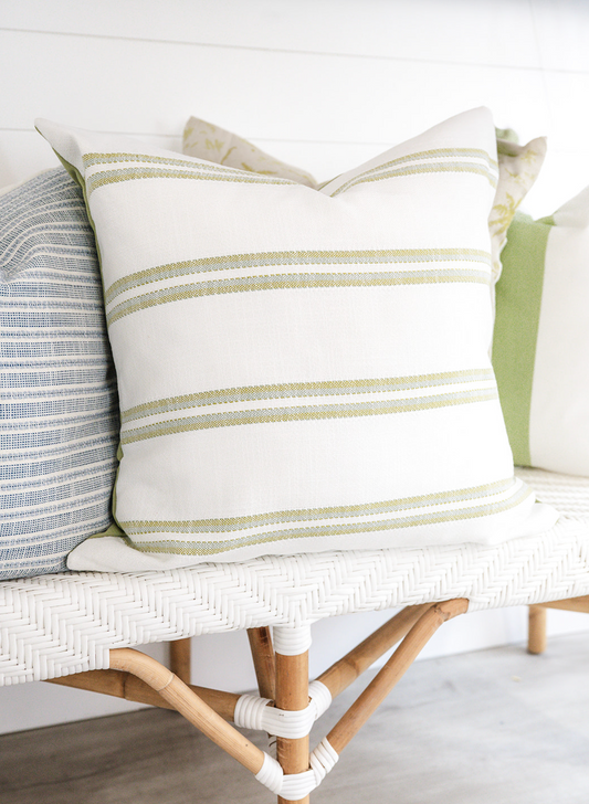 Beach Club Green & White Stripe Indoor/ Outdoor Pillow Cover