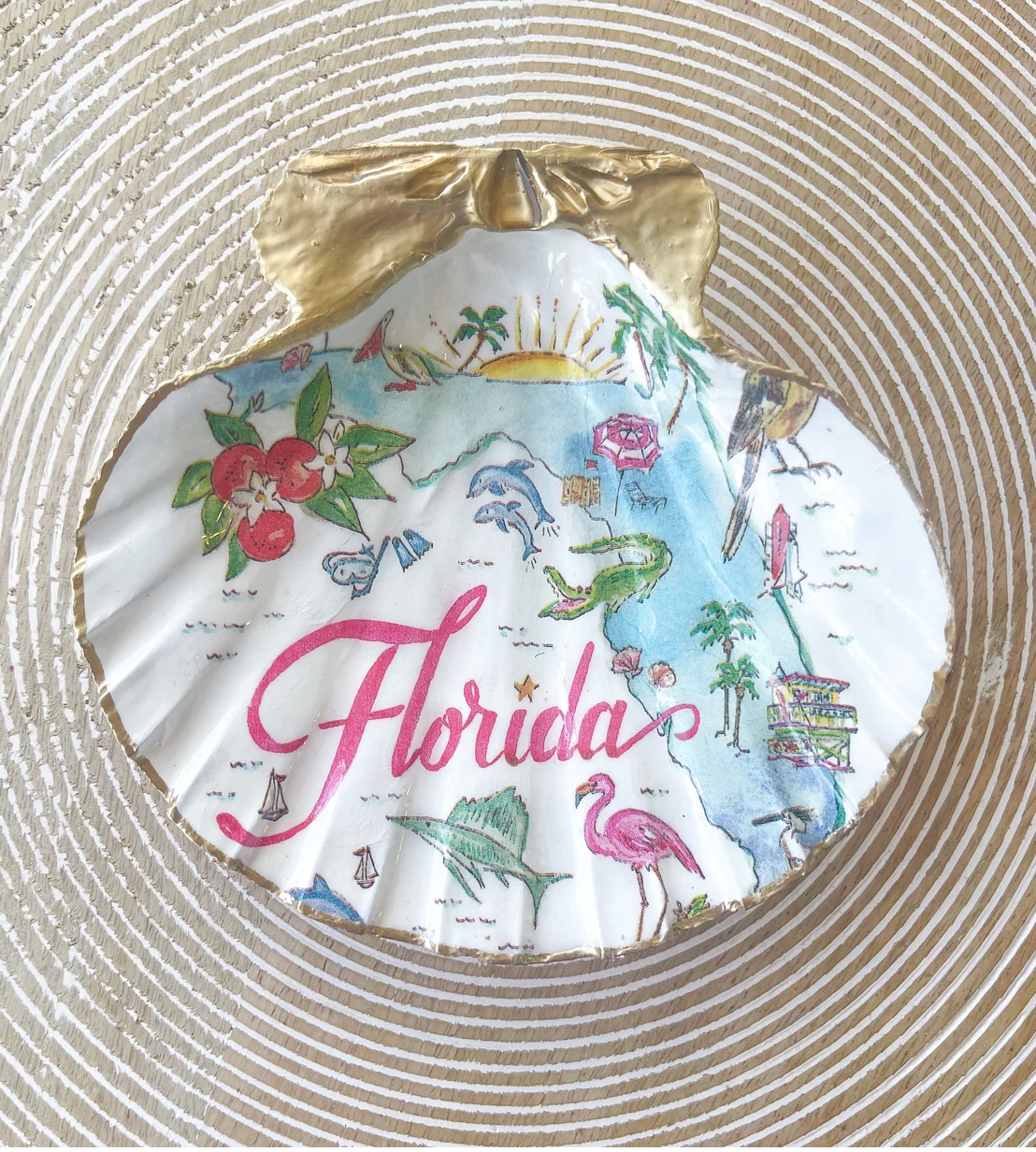 Palmetto Summer- Florida- Large Shell Trinket Dish