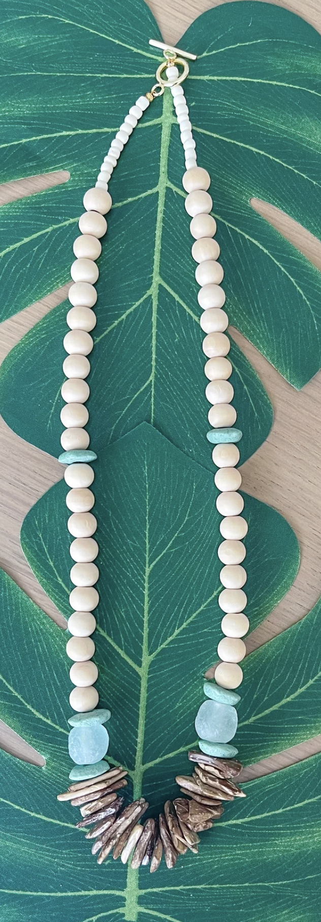 Palmetto Summer- Blue Coconut Necklace