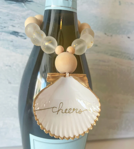 Palmetto Summer- "Cheers" Shell Wine Bottle Charm