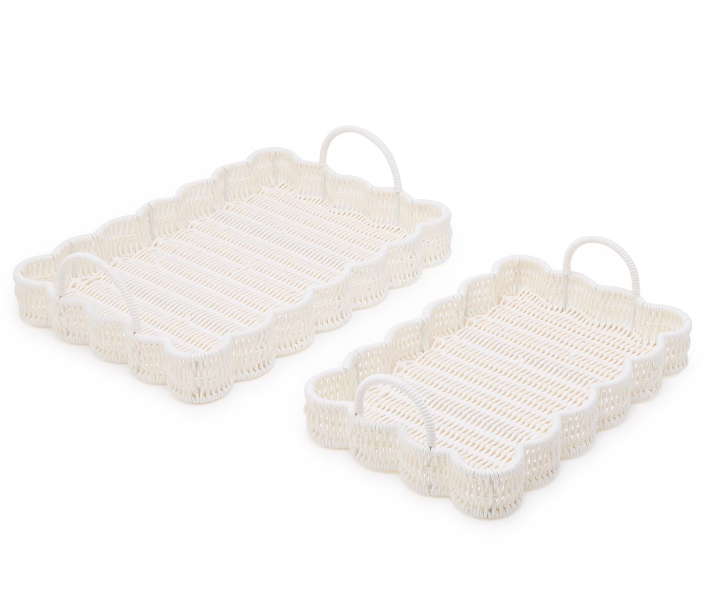 Wicker Scalloped Edge Serving Tray