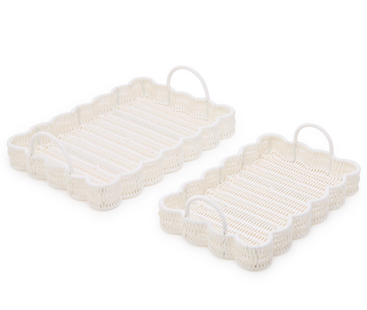 Wicker Scalloped Edge Serving Tray