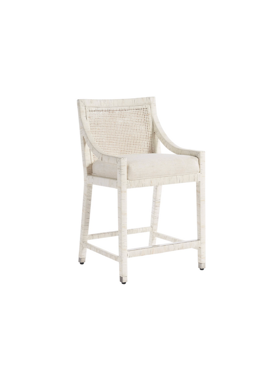 Seaside White Rattan Stool- Custom BH Order