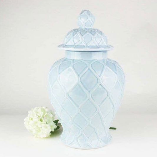 Light Blue Textured Ginger Jar- Small