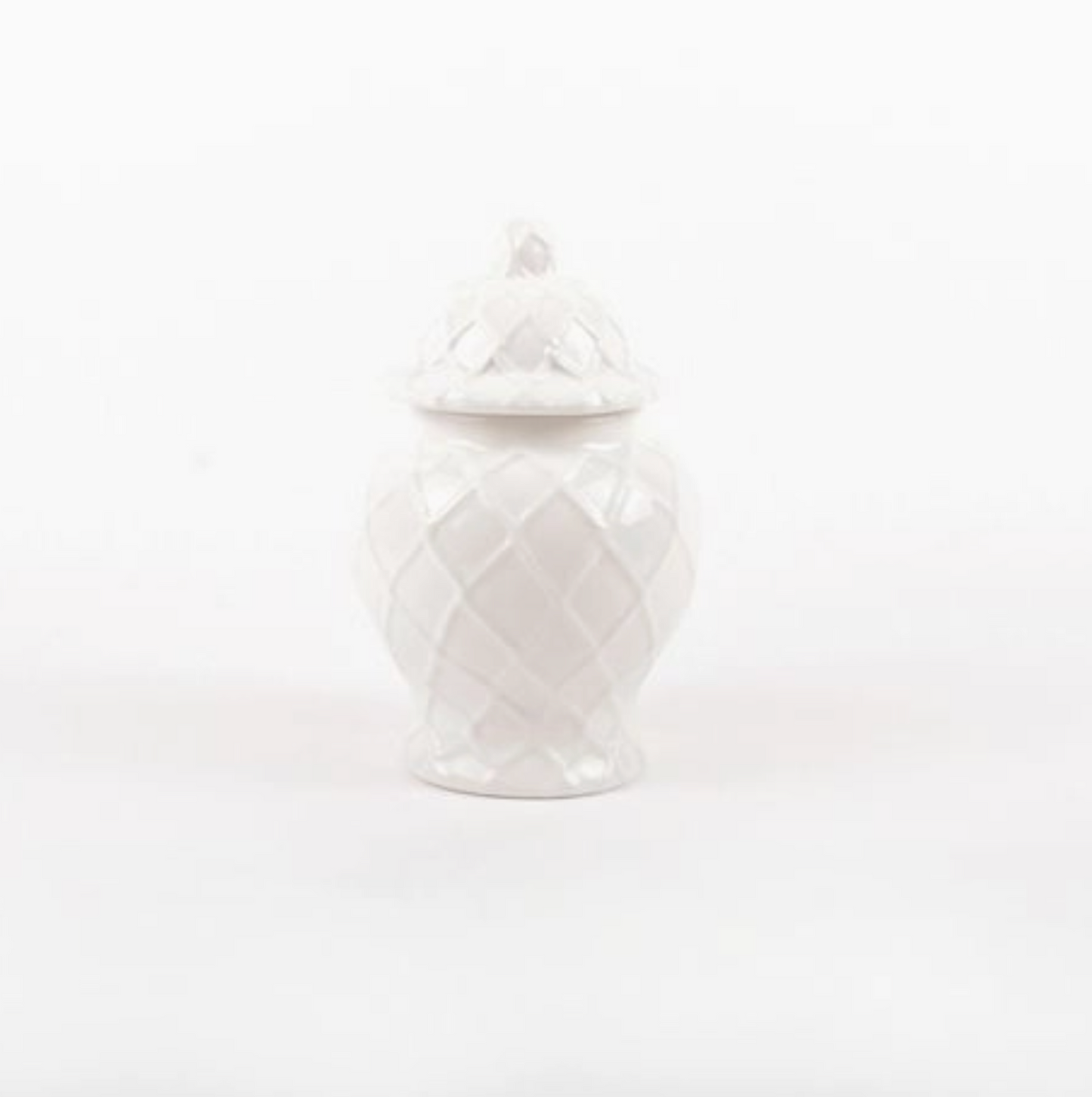 White Textured Ginger Jar- Small