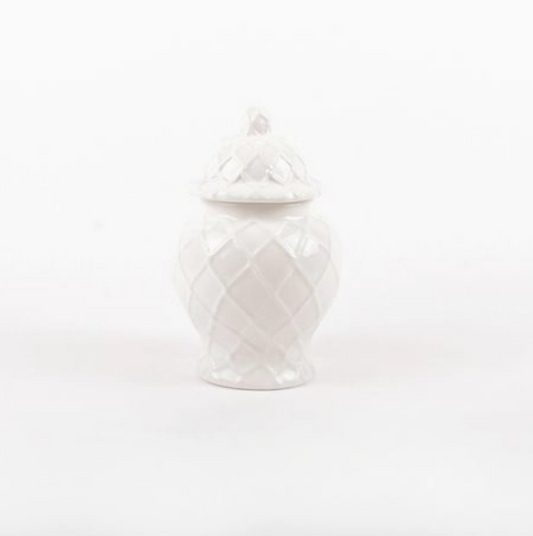 White Textured Ginger Jar- Small