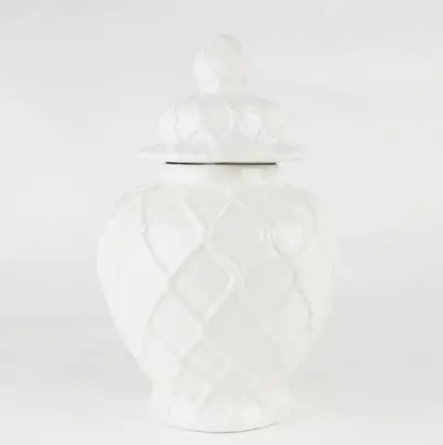 White Textured Ginger Jar- Large