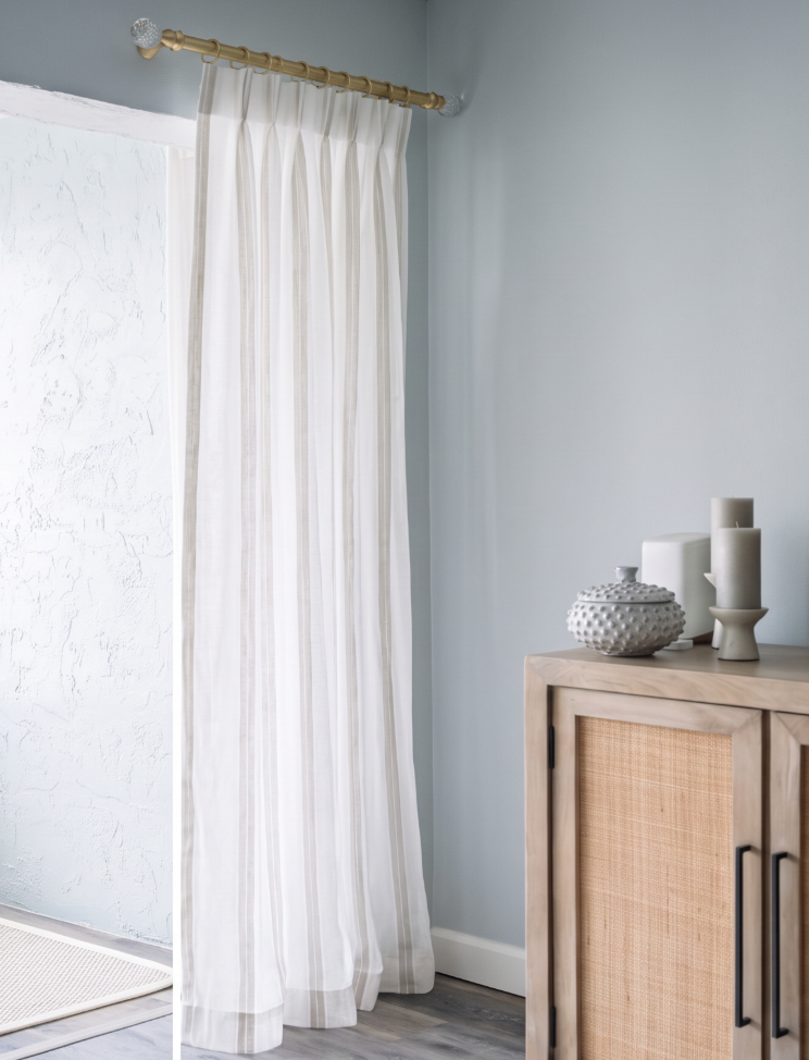 Sandalwood Stripe Sheer Drapery Panels