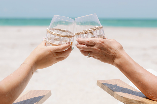 White Rattan Stemless Wine Glass