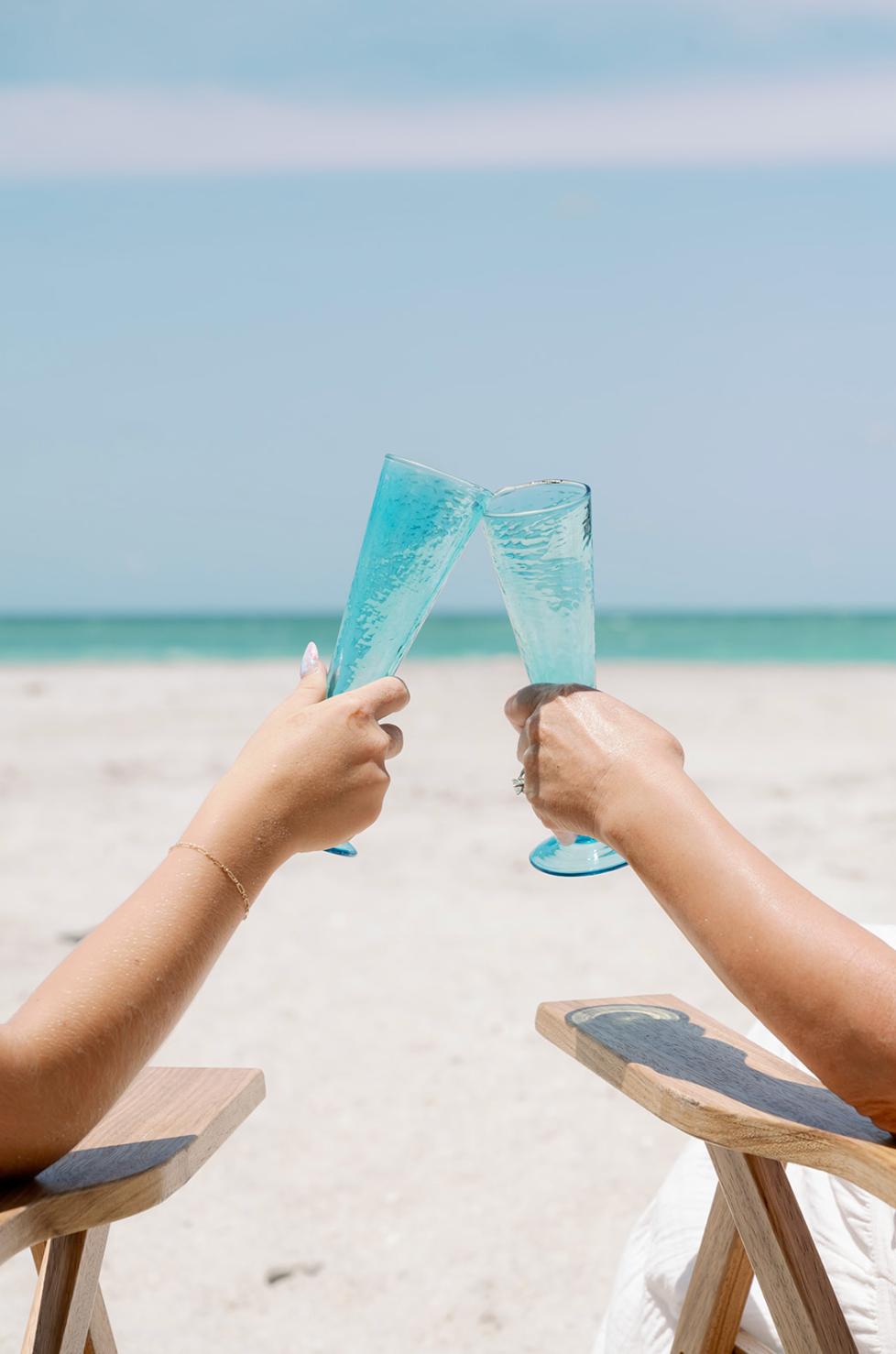 Catalina Footed Champagne Flute Teal