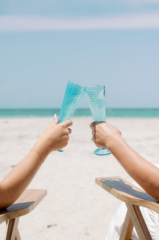 Catalina Footed Champagne Flute Teal