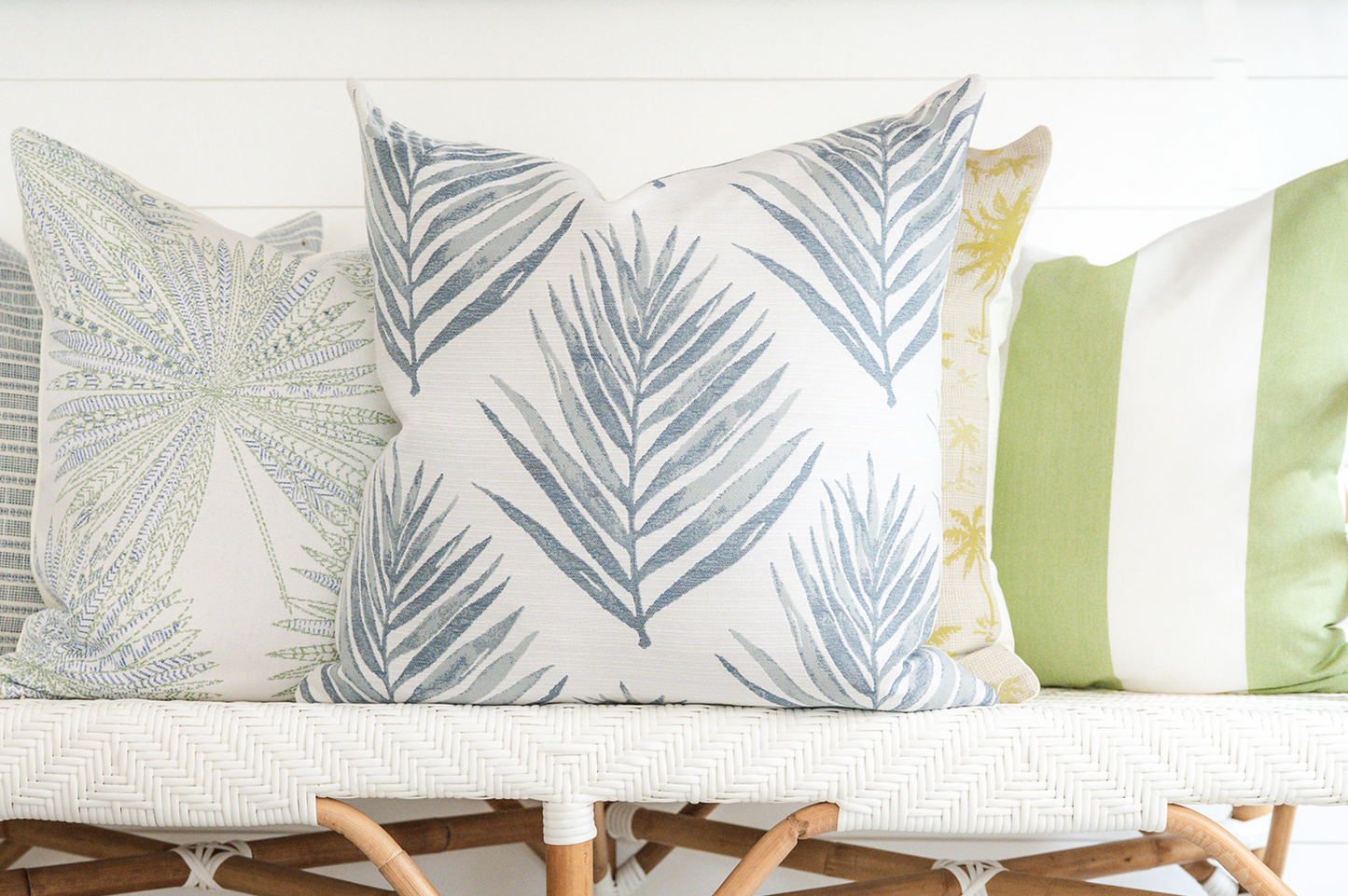 Light Blue Island Palm Indoor/Outdoor Pillow Cover