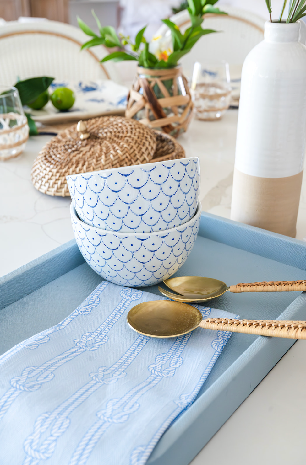 Small Blue Oval Edge Vegan Leather Tray