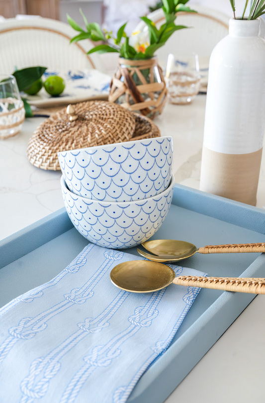 Small Blue Oval Edge Vegan Leather Tray