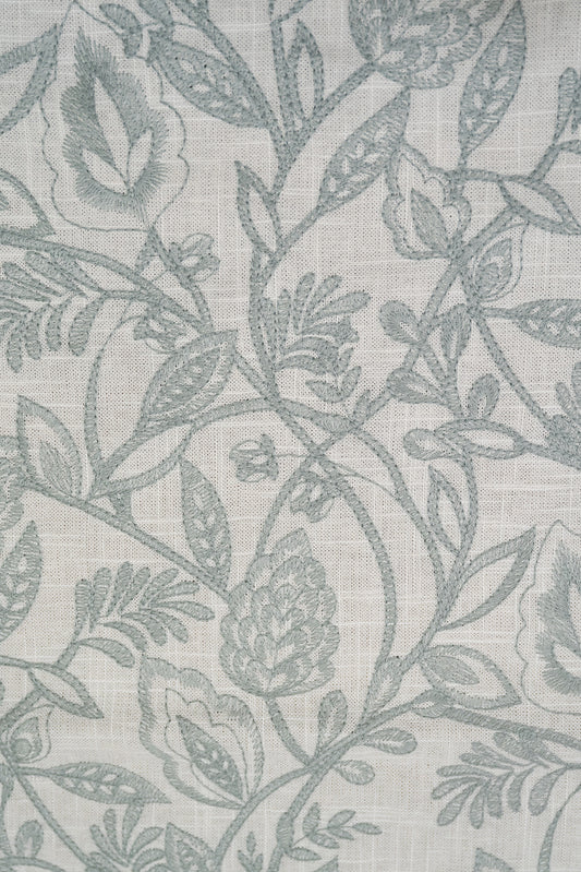 Teal Floral Embroidered Fabric