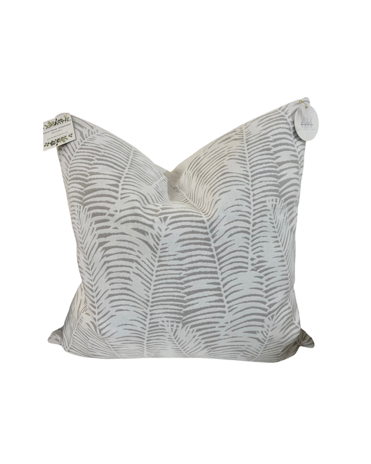 White & Grey Palm Frond Indoor/Outdoor Pillow Cover