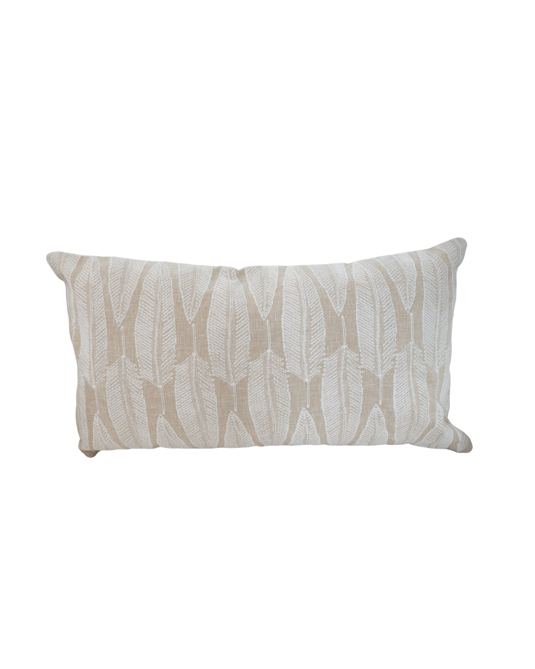 Sand & White Feather Lumbar Pillow Cover
