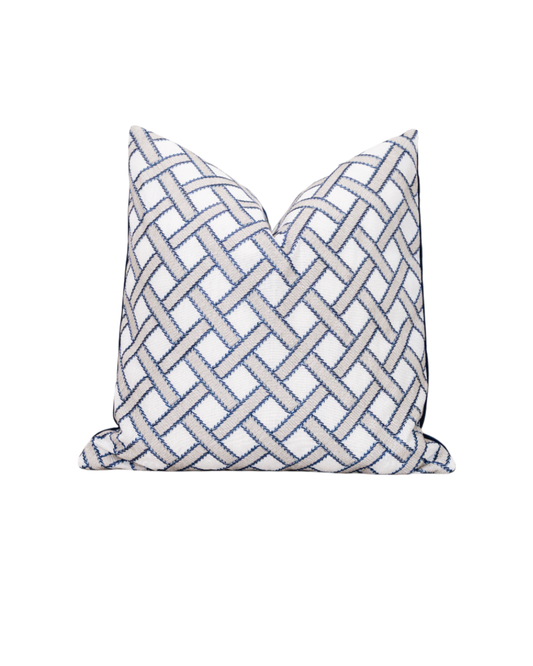 Shoreline Trellis Embroidered Pillow Cover