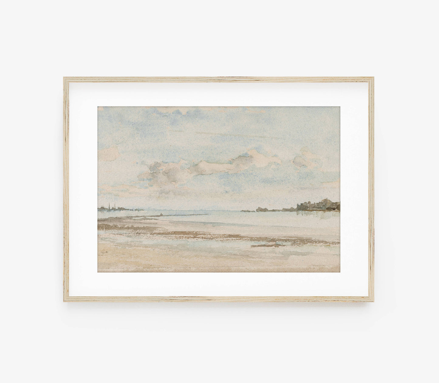 Vintage Coast Landscape View | Muted Blue Art Print L109: 11"x14"