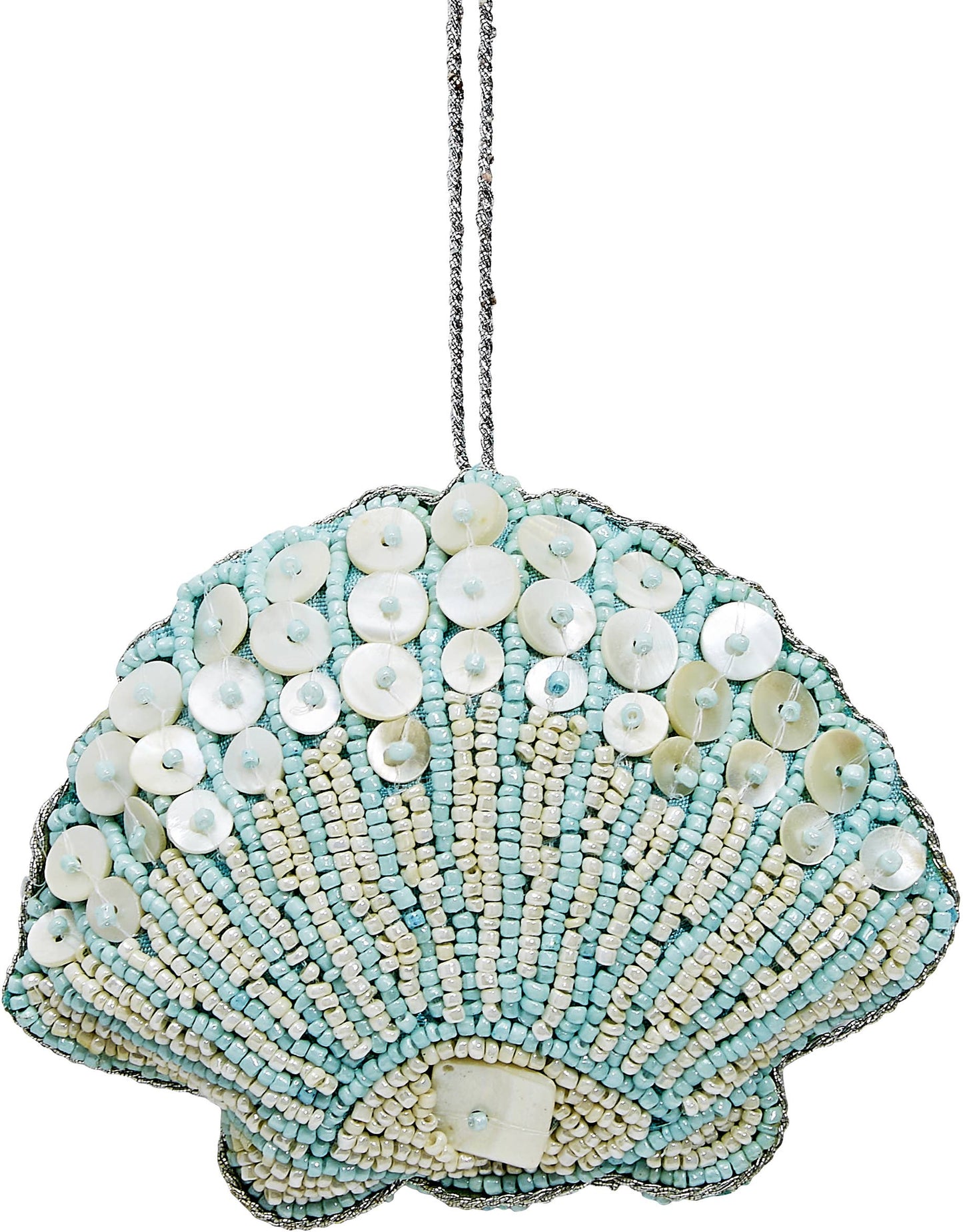 Scallop Blue & Beaded Ornament