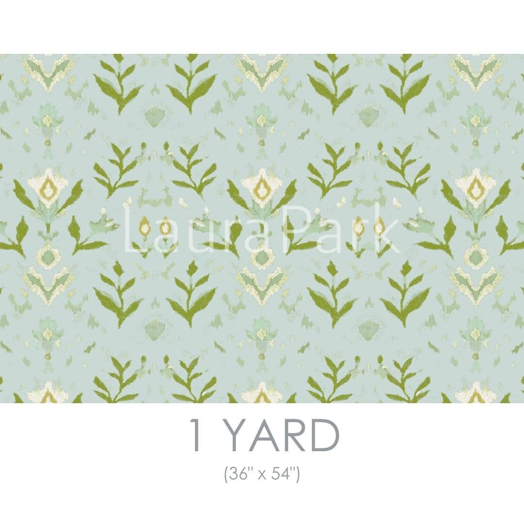 Petal Garden Aqua Sample Swatch: 9" x 9" Sample Swatch