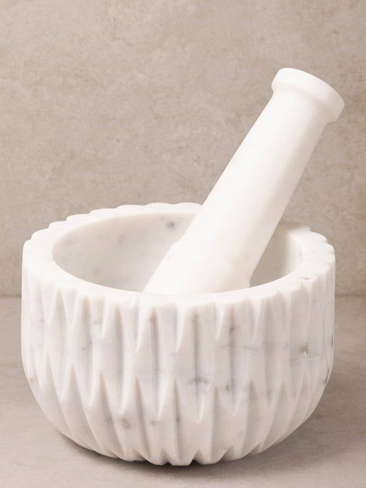 White Marble Mortar and Pestle