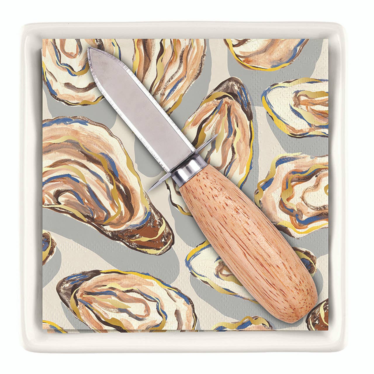 Ceramic Napkin Tray with Shucker