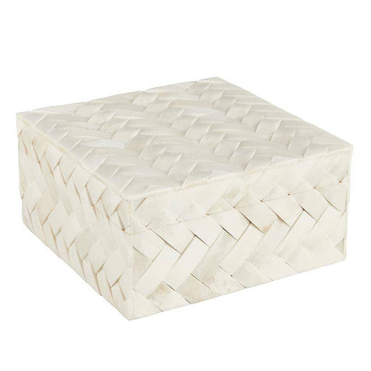 Cream Textured Bone Keepsake Box - Large