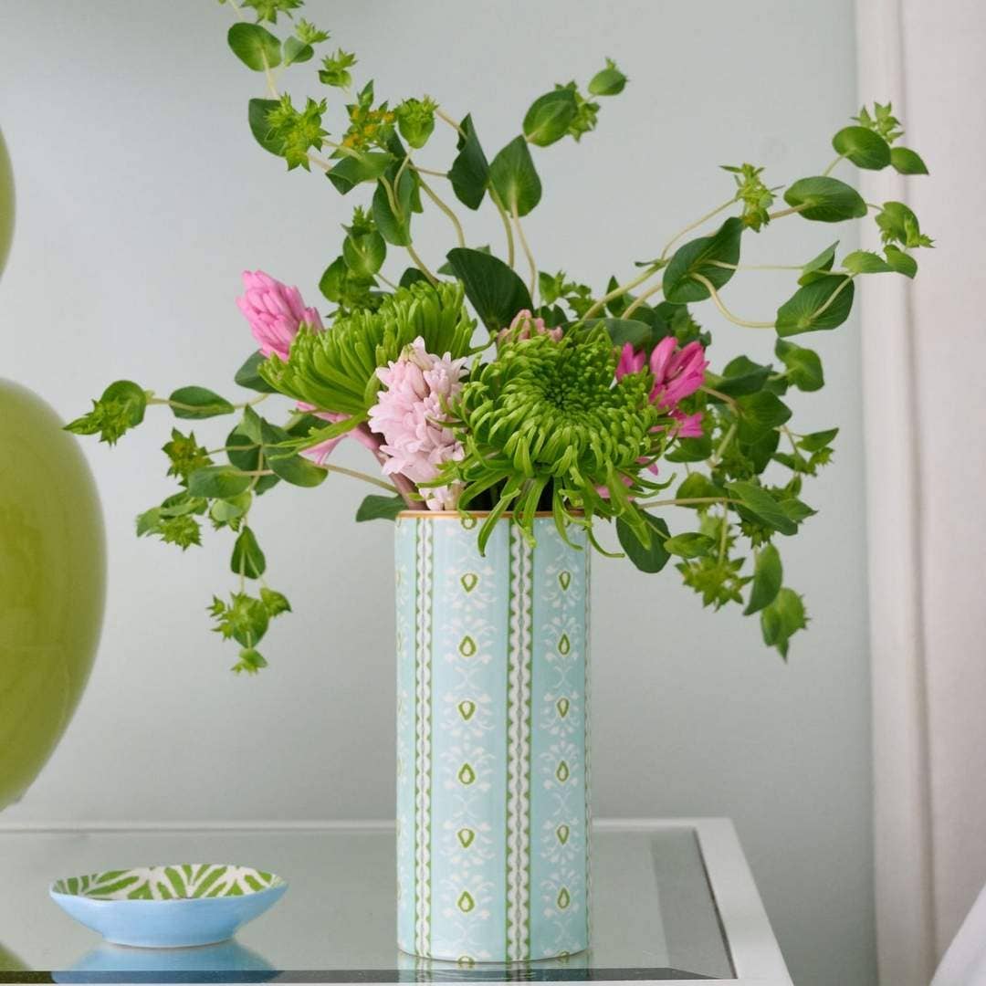 Rosemary Stripe Blue Vase: One Size