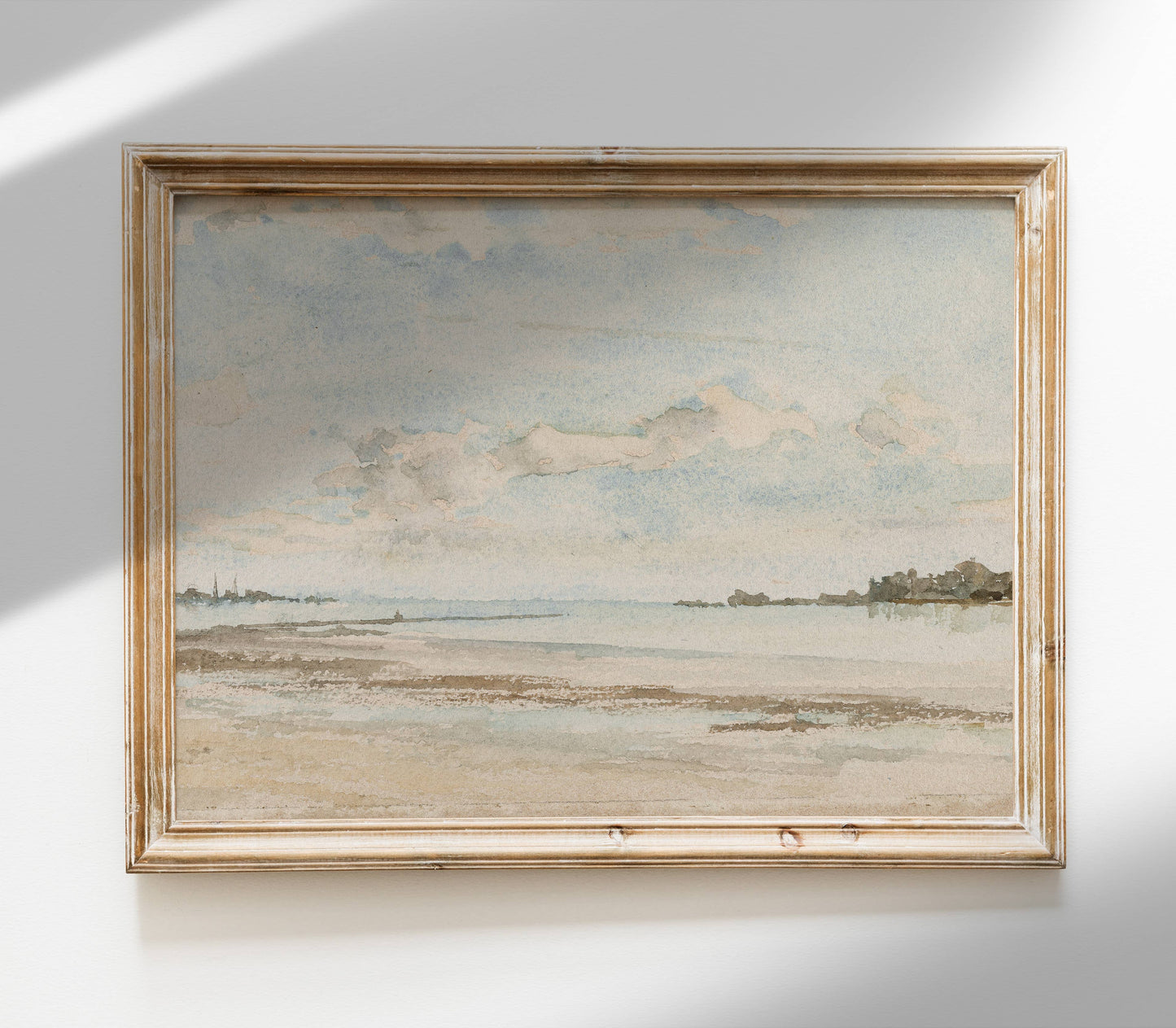 Vintage Coast Landscape View | Muted Blue Art Print L109: 11"x14"