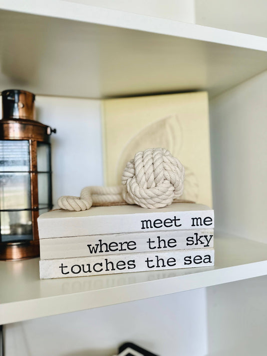 "Meet me where the sky touches the sea" Book Stack