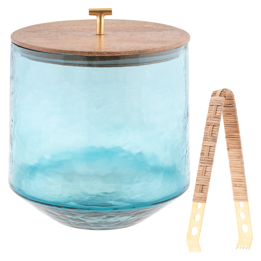 Catalina Ice Bucket with Tongs: Teal