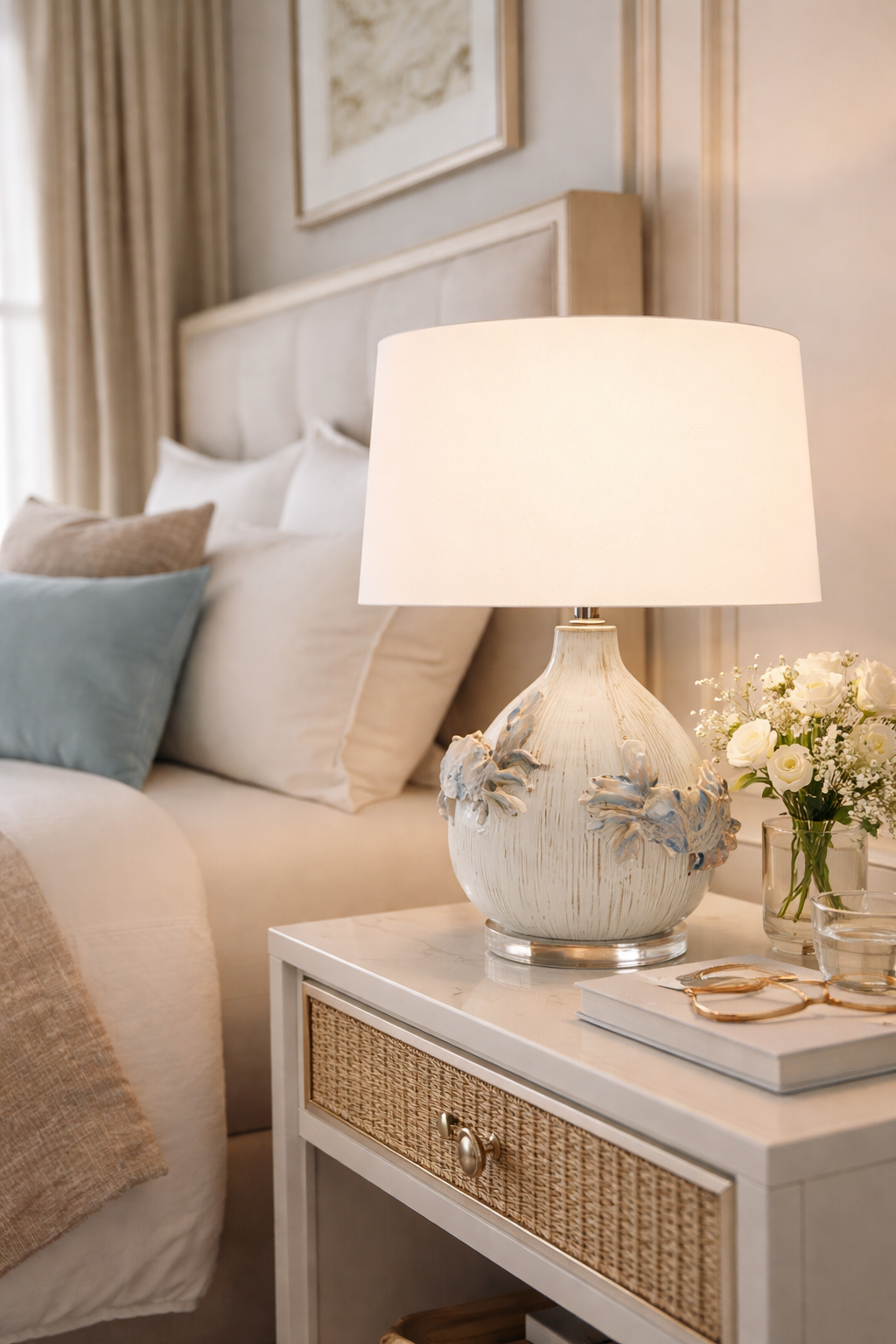 Azure Reef Crab Table Lamp – Handcrafted Thai Ceramic, L489C