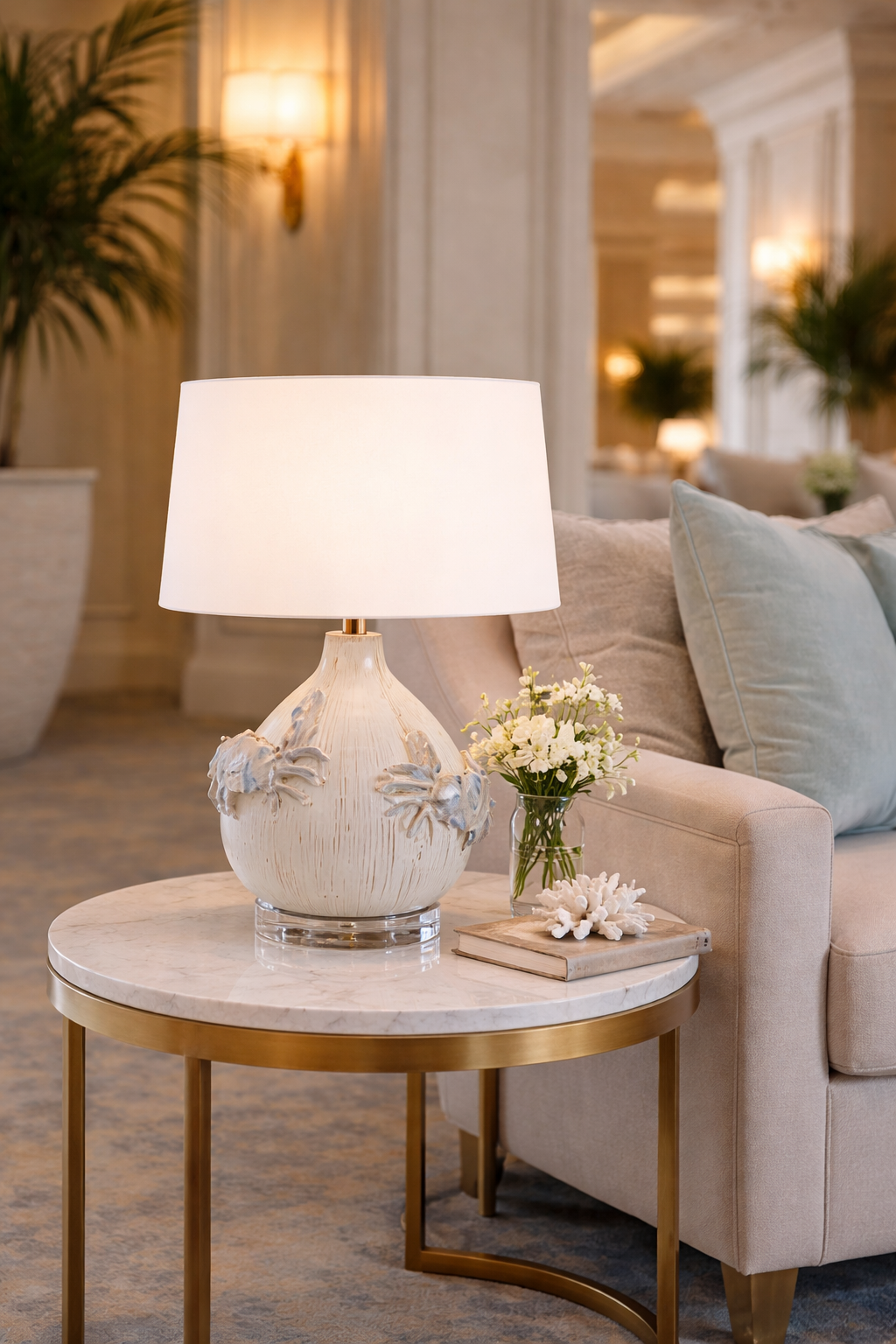 Azure Reef Crab Table Lamp – Handcrafted Thai Ceramic, L489C