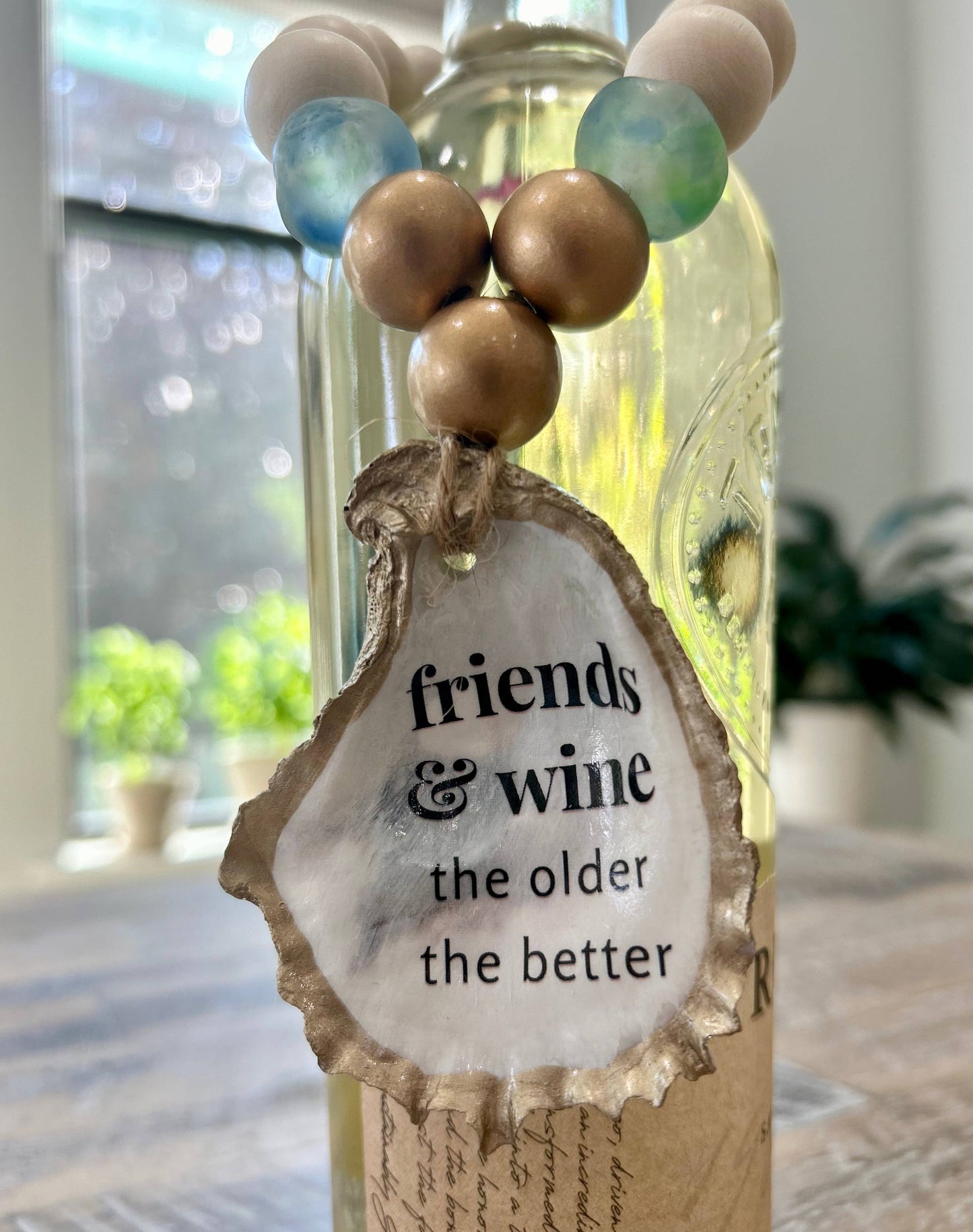 Friends and Wine, the Older the Better - Beaded Bottle Charm