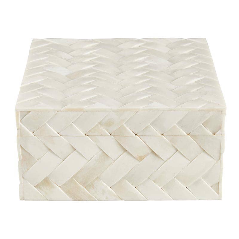 Cream Textured Bone Keepsake Box - Large